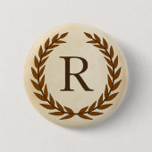 Laurel Wreath on Parchment Monogram Initial R Button (Vorderseite)