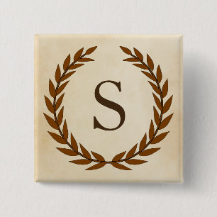 Laurel Wreath on Parchment Monogram Initial S Button