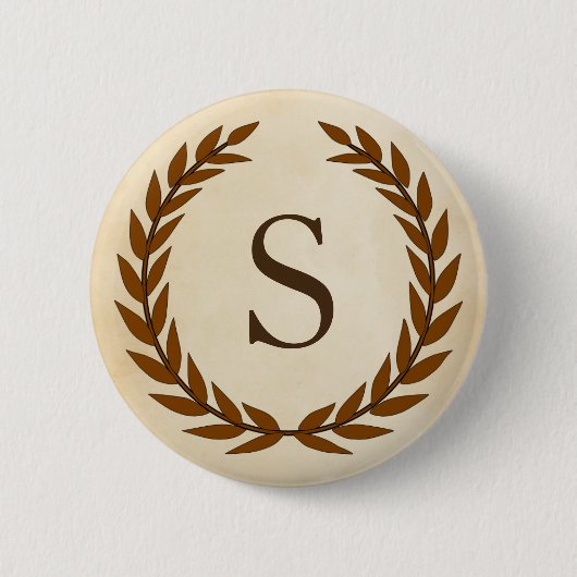 Laurel Wreath on Parchment Monogram Initial S Button (Vorderseite)