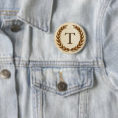 Laurel Wreath on Parchment Monogram Initial T Button (Beispiel)