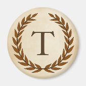 Laurel Wreath on Parchment Monogram Initial T Magnet (Vorne)