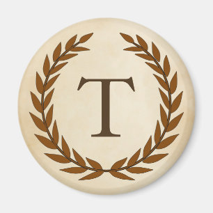 Laurel Wreath on Parchment Monogram Initial T Magnet