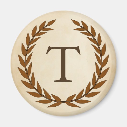 Laurel Wreath on Parchment Monogram Initial T Magnet (Vorne)