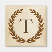 Laurel Wreath on Parchment Monogram Initial T Magnet (Vorne)