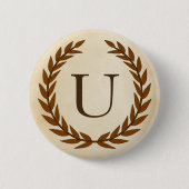 Laurel Wreath on Parchment Monogram Initial U Button (Vorderseite)