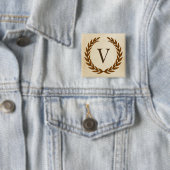 Laurel Wreath on Parchment Monogram Initial V Button (Beispiel)