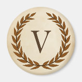 Laurel Wreath on Parchment Monogram Initial V Magnet (Vorne)