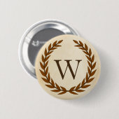 Laurel Wreath on Parchment Monogram Initial W Button (Vorne & Hinten)