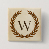 Laurel Wreath on Parchment Monogram Initial W Button (Vorderseite)