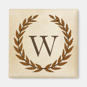 Laurel Wreath on Parchment Monogram Initial W Magnet (Vorne)