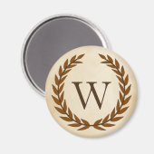 Laurel Wreath on Parchment Monogram Initial W Magnet (Vorderseite/Rückseite)