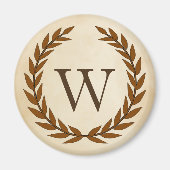 Laurel Wreath on Parchment Monogram Initial W Magnet (Vorne)