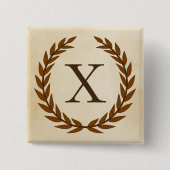 Laurel Wreath on Parchment Monogram Initial X Button (Vorderseite)