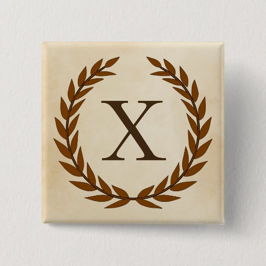 Laurel Wreath on Parchment Monogram Initial X Button (Vorderseite)