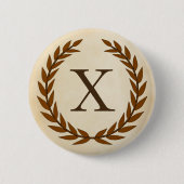 Laurel Wreath on Parchment Monogram Initial X Button (Vorderseite)