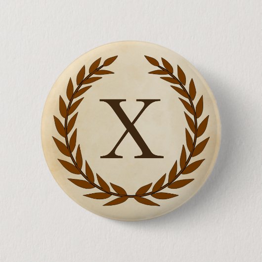 Laurel Wreath on Parchment Monogram Initial X Button (Vorderseite)