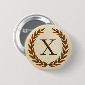 Laurel Wreath on Parchment Monogram Initial X Button (Vorne & Hinten)