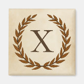 Laurel Wreath on Parchment Monogram Initial X Magnet (Vorne)