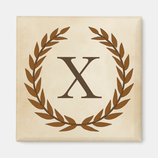 Laurel Wreath on Parchment Monogram Initial X Magnet (Vorne)