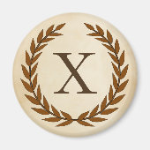 Laurel Wreath on Parchment Monogram Initial X Magnet (Vorne)