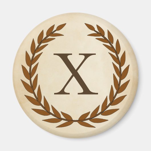 Laurel Wreath on Parchment Monogram Initial X Magnet (Vorne)