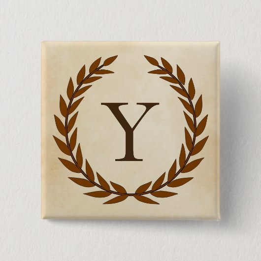 Laurel Wreath on Parchment Monogram Initial Y Button (Vorderseite)