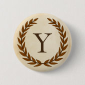 Laurel Wreath on Parchment Monogram Initial Y Button (Vorderseite)