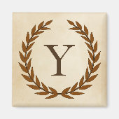 Laurel Wreath on Parchment Monogram Initial Y Magnet (Vorne)