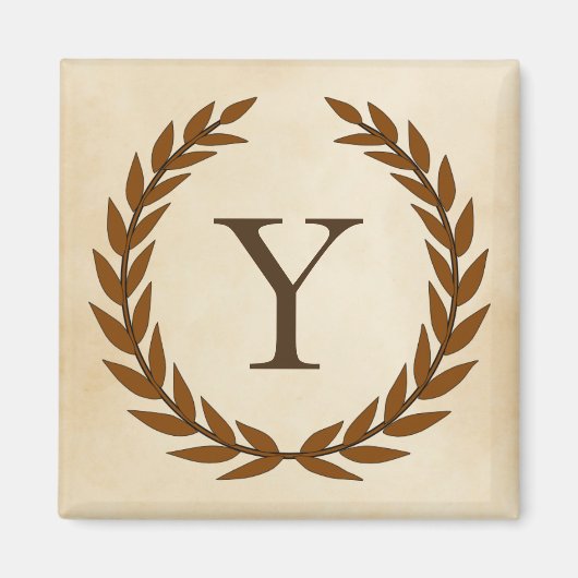 Laurel Wreath on Parchment Monogram Initial Y Magnet (Vorne)