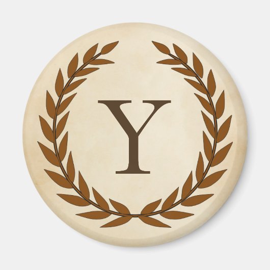 Laurel Wreath on Parchment Monogram Initial Y Magnet (Vorne)