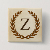 Laurel Wreath on Parchment Monogram Initial Z Button (Vorderseite)