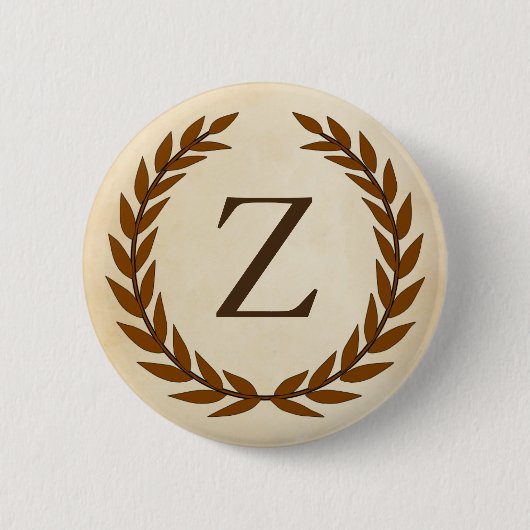 Laurel Wreath on Parchment Monogram Initial Z Button (Vorderseite)