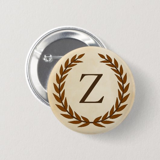 Laurel Wreath on Parchment Monogram Initial Z Button (Vorne & Hinten)