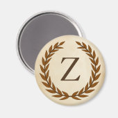 Laurel Wreath on Parchment Monogram Initial Z Magnet (Vorderseite/Rückseite)