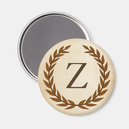 Laurel Wreath on Parchment Monogram Initial Z Magnet (Vorderseite/Rückseite)