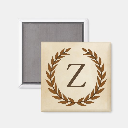 Laurel Wreath on Parchment Monogram Initial Z Magnet (Vorderseite/Rückseite)