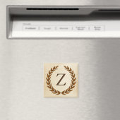 Laurel Wreath on Parchment Monogram Initial Z Magnet (In Situ (Geschirrspüler))