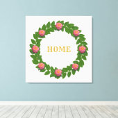 Laurel Wreath & Pink Roses Leinwanddruck (Insitu (Holzboden))