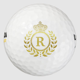 Laurel Wreath Royal Crown Imitats Gold Monogram Golfball