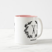 Laurel Wreath Scissors Haare Stylist Name Zweifarbige Tasse (VorderseiteRechts)