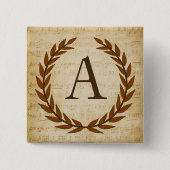 Laurel Wreath Sheet Music Monogram Initial A Button (Vorderseite)