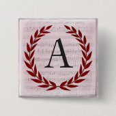 Laurel Wreath Sheet Music Monogram Initial A Button (Vorderseite)