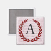 Laurel Wreath Sheet Music Monogram Initial A Magnet (Vorderseite/Rückseite)
