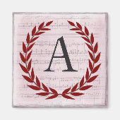 Laurel Wreath Sheet Music Monogram Initial A Magnet (Vorne)