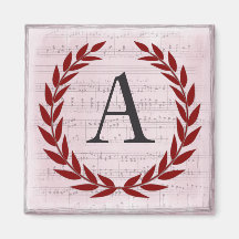 Laurel Wreath Sheet Music Monogram Initial A