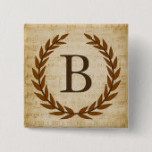 Laurel Wreath Sheet Music Monogram Initial B Button (Vorderseite)
