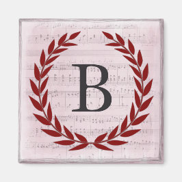 Laurel Wreath Sheet Music Monogram Initial B Magnet