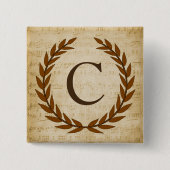 Laurel Wreath Sheet Music Monogram Initial C Button (Vorderseite)