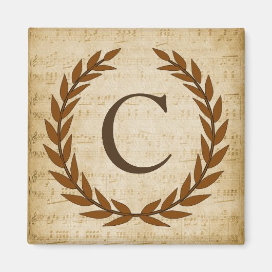Laurel Wreath Sheet Music Monogram Initial C Magnet (Vorne)