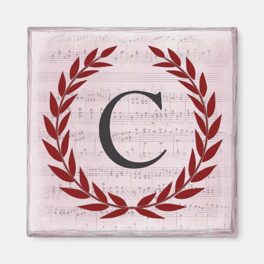 Laurel Wreath Sheet Music Monogram Initial C Magnet (Vorne)